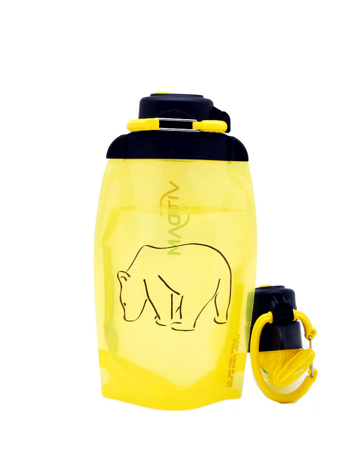 Botella ecológica plegable, amarilla, volumen 500 ml (artículo B050YES-1301) con imagen