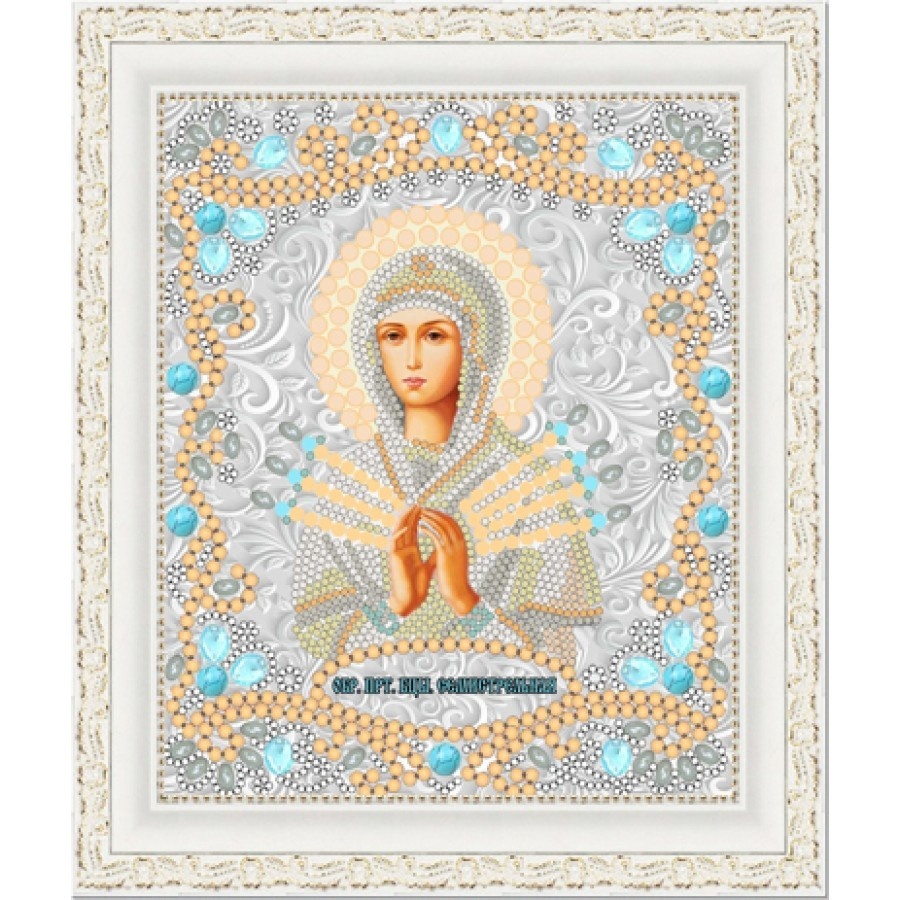 Zīmējums uz auduma (Pērles) SKATE art. 7120 Dieva Māte Septiņšāviens 15x18 cm