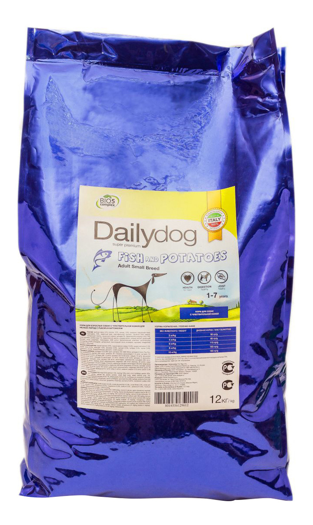 Dry dog ​​food dailydog adult small breed for small breeds fish and potatoes 15kg: prices from 853 ₽ buy inexpensively in the online store