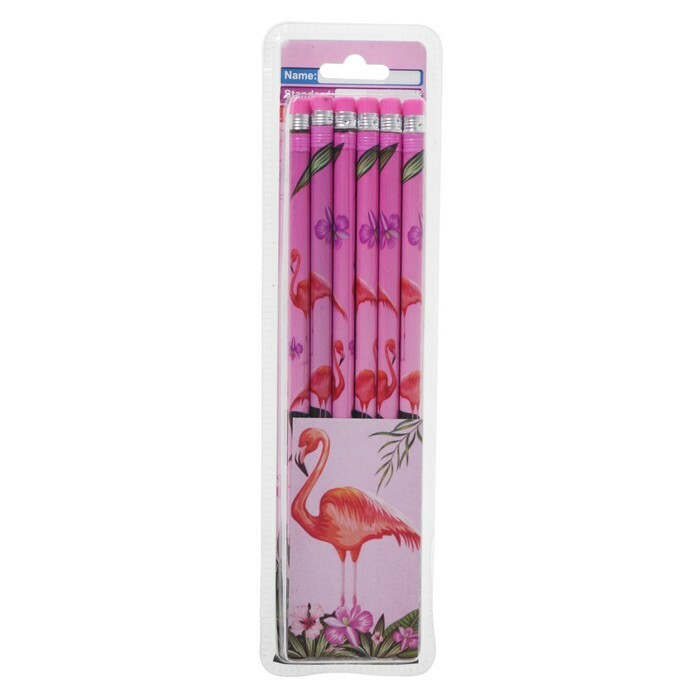 Black lead pencil with eraser HB Flamingo