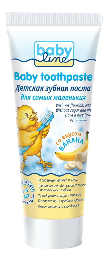 Babyline pasta de dientes para bebés con sabor a plátano, 75 ml