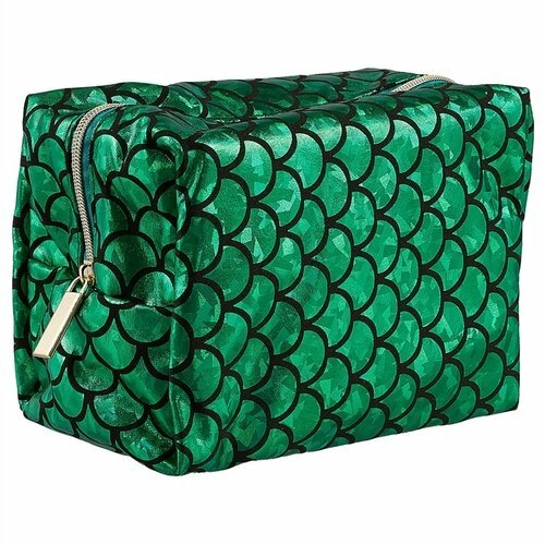 Cosmetic bag with a zipper with a Scales pattern (textile) (11x15) (PVC box) (12-Tuos-HZB07)