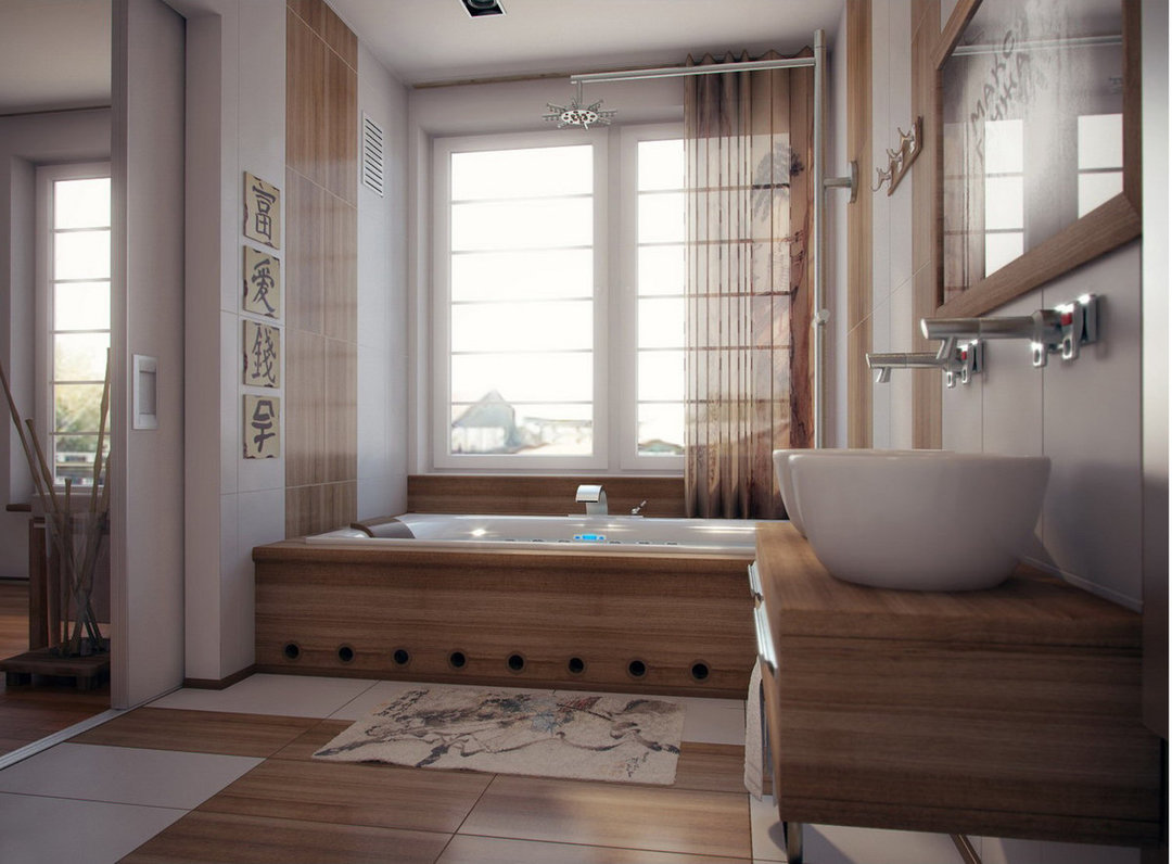 ideoita kylpyhuone muotoilun japanilainen tyyli