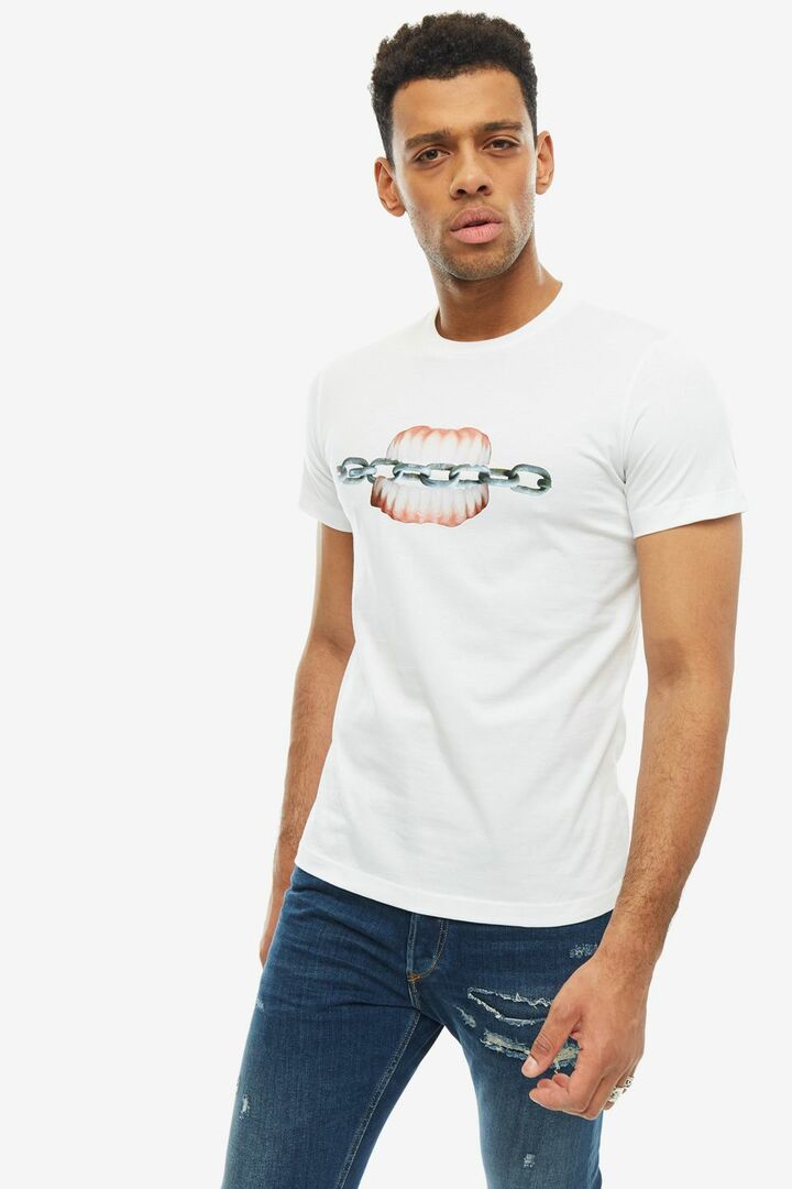 T-shirt da uomo DIESEL 00SXE0 0PATI 100 bianco L