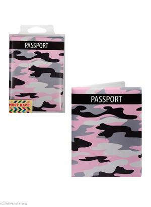 Custodia per passaporto Camouflage rosa (scatola in PVC)