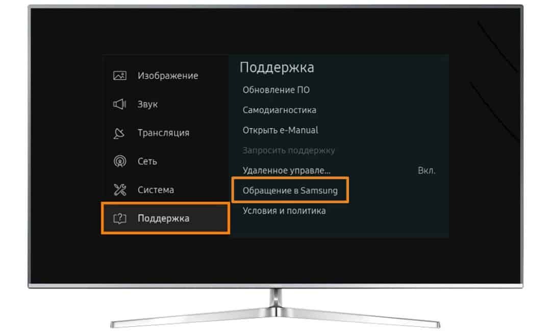 TV meni Samsung, podpora uporabnikom