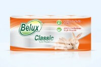 Papel higiênico Belux Classic de 3 camadas, branco, 8 rolos