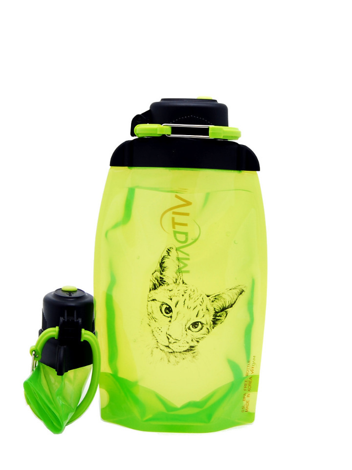 Sammenfoldelig øko-flaske, gulgrøn, volumen 500 ml (artikel B050YGS-1302) med billede