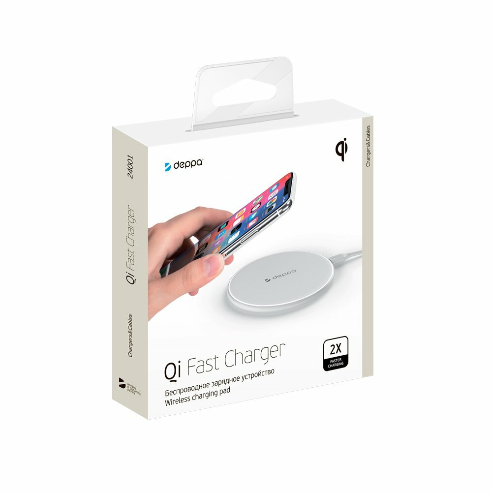 Deppa Qi Hızlı Şarj Cihazı Kablosuz Şarj Cihazı, 10W, Qi Standardı, Beyaz