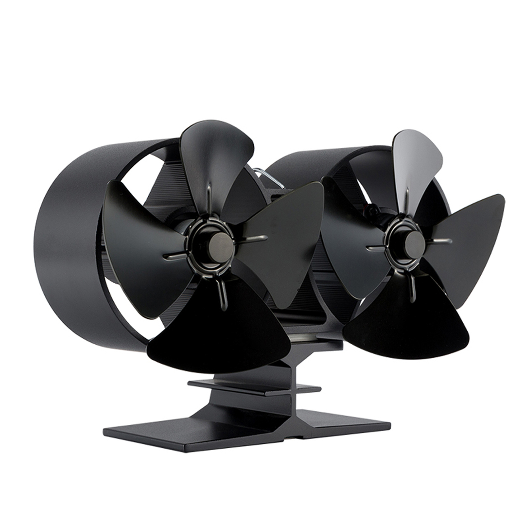 ® 8 Blades Fan for a fireplace with two motors Thermal heat energy Fan for a wood-burning stove Heat output of a valve