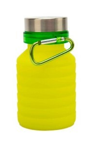 Bradex vannflaske i silikon, sammenleggbar med lokk og karabinkrok, 500 ml