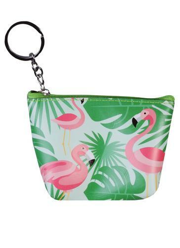 Plånbok med dragkedja Flamingo (konstläder) (11x9) (PVC -låda)