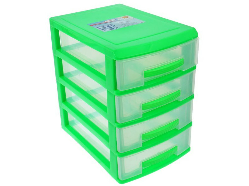 Mini chest of drawers Rossplast 4 tiers Light Green-Transparent
