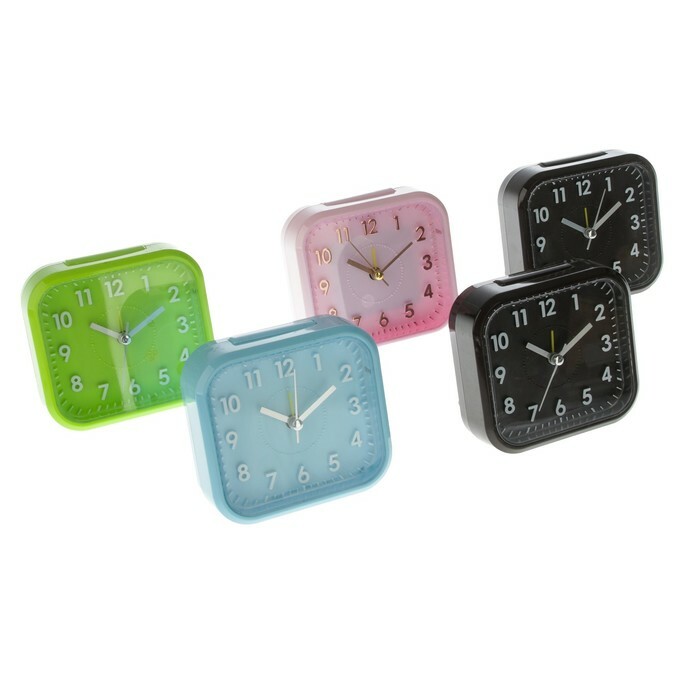 Alarm clock square classic, backlit, plastic mix 10.5 * 9.5 cm