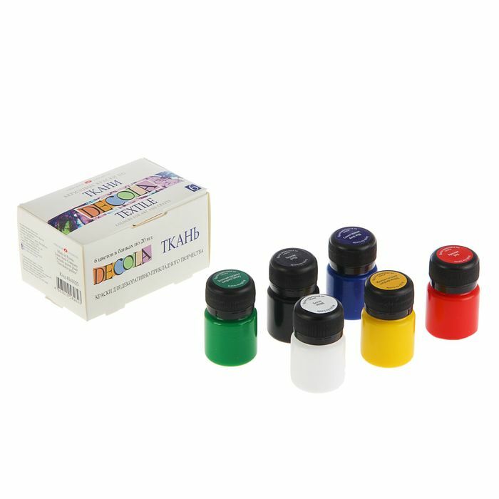 Stoffmaling akryl sett 6 farger 20 ml ZHK Decola 4141025