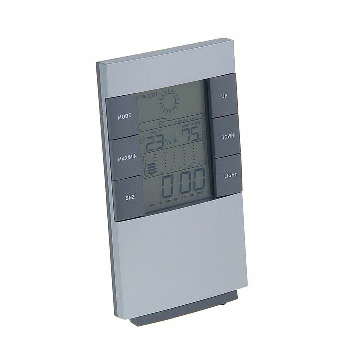 Väckarklocka LuazON LB-01 med väderstation, LED-bakgrundsbelysning, grå
