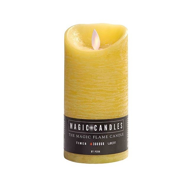 Voščena sveča z živim plamenom, 15 * 7,5 cm, rumena, baterija MB-20211