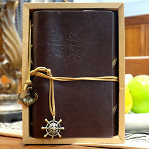 Resa anteckningsbok vintage pirat lösa blad anteckning bok dagbok dagbok 80 sidor kraftpapper brun