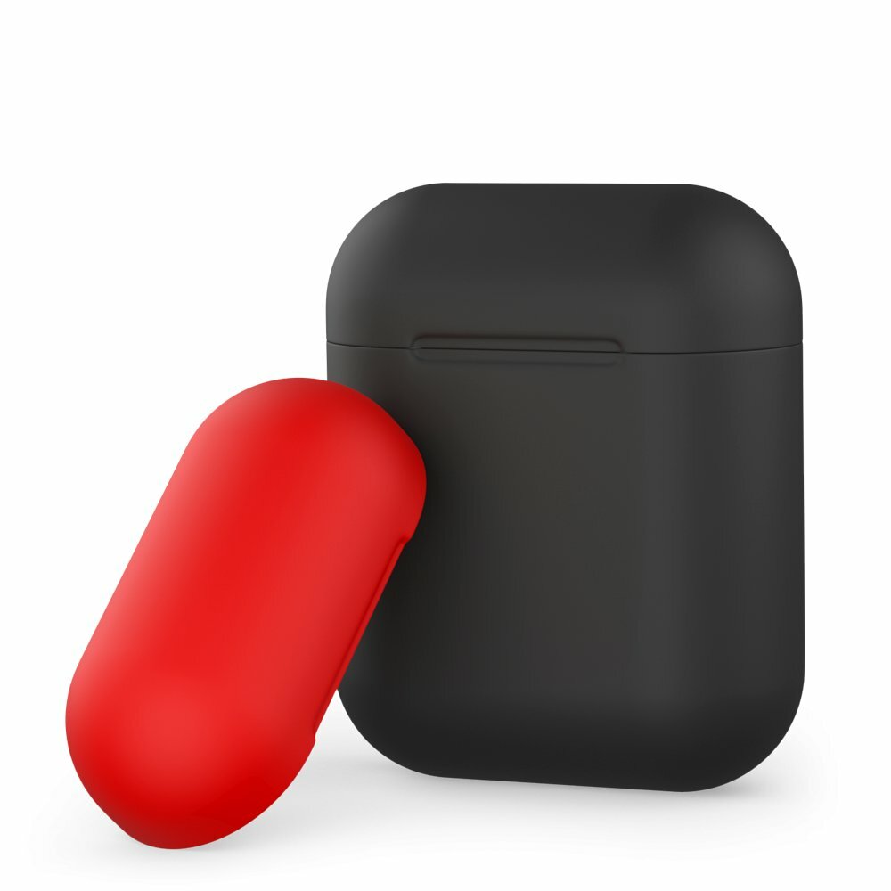 Silikonowe etui Deppa na słuchawki AirPods czarno-czerwone