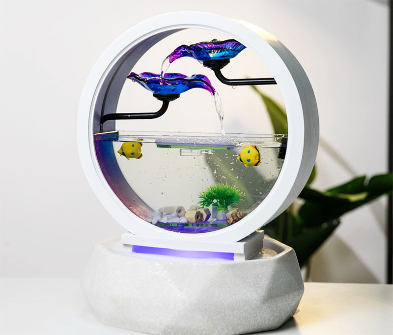 Modern manufacturers offer very interesting models of small aquariums, which have both a cascade and LED lighting.