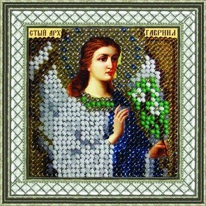 Dibujo sobre tela Bordado mosaico de arte. 4030 Icono de St. Arcángel Gabriel 6.5x6.5 cm