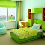 Padaryti vaikų kambarys atspalvių žalia