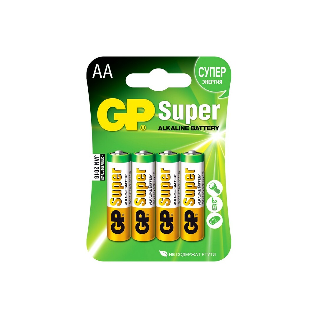 Akku GP Super Alkaline 15А АA 4 kpl. läpipainopakkauksessa