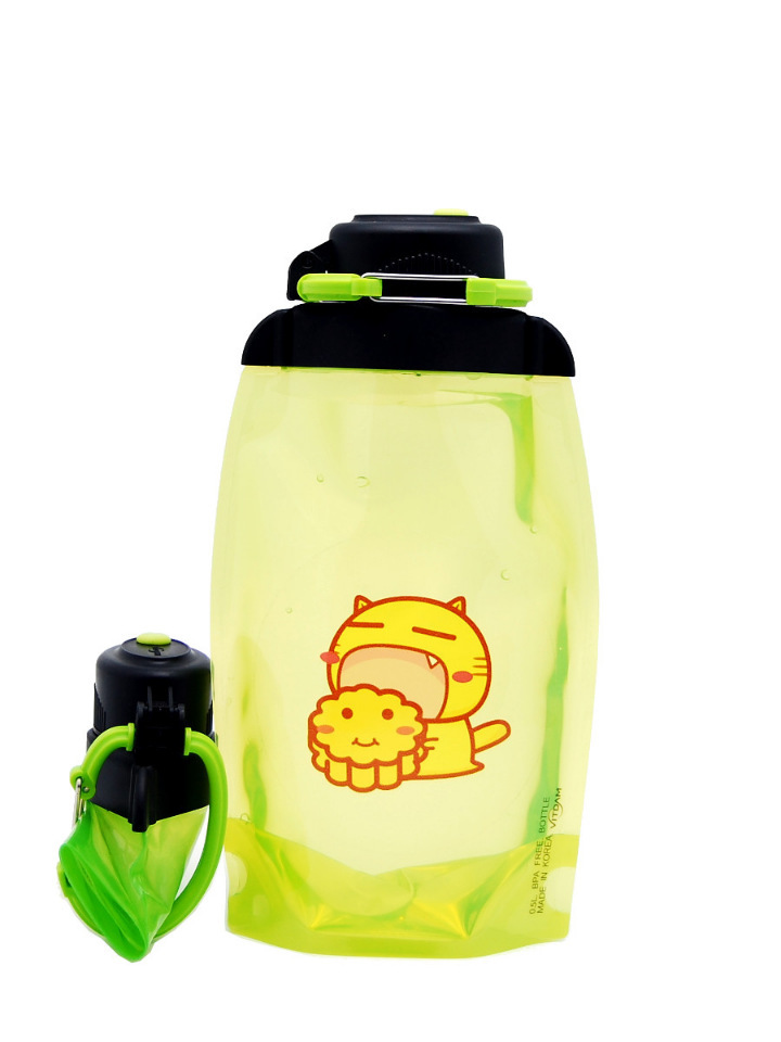 בקבוק אקולוגי מתקפל VITDAM, צהוב-ירוק, נפח 500 מ" ל (מאמר B050YGS-209) עם תמונה