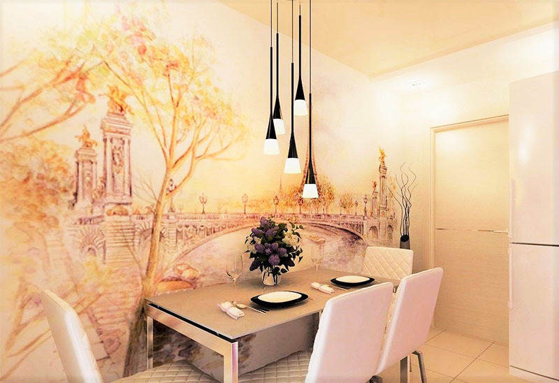 Parasta dzīvokļa padarīšana par unikālu: sienas dekors virtuvē