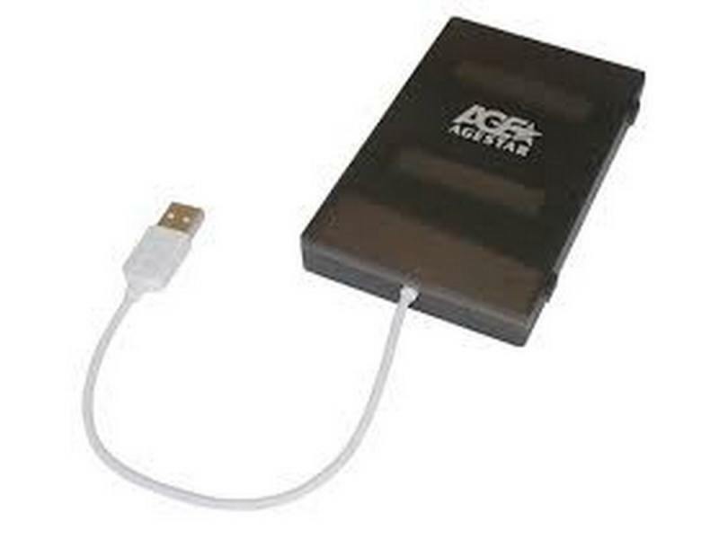 Caixa externa HDD / SSD 2.5 AgeStar SUBCP1 (PRETA) Caixa preta / plástico / USB 2.0 / SATA