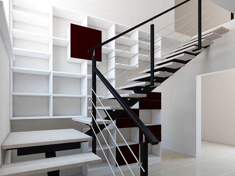 Laiptai iš metalinių profilių yra lengvi ir erdvūs