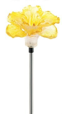 Lanterna de jardim Flor de jardim maravilhosa, LED com energia solar, amarela