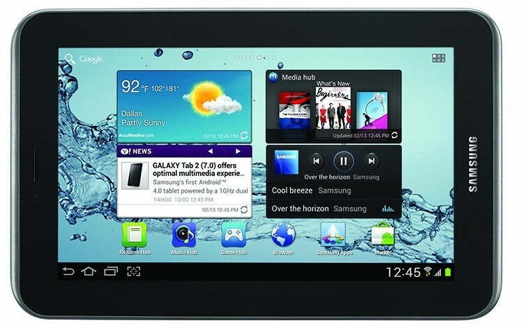  Samsung Galaxy Tab 2 Wiele tabletów jest ustawionych w orientacji poziomej