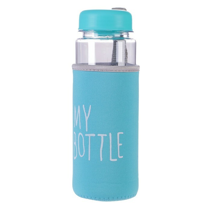 Su şişesi 500 ml Şişem, bir kutuda, vidalı kapaklı, mavi, 6.5x6.5x19 cm
