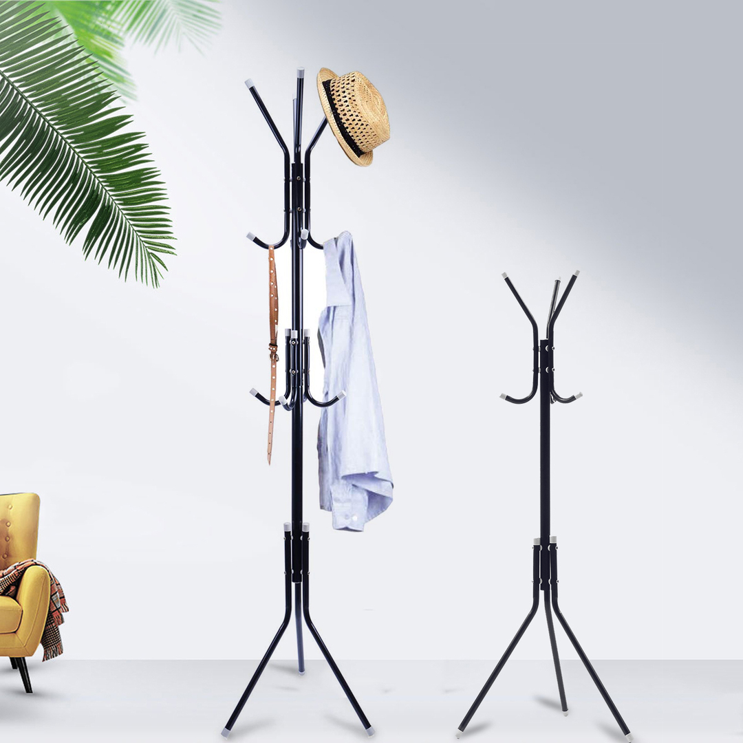Hooks Hanger Stand Wood Hat Jacket Cloth Umbrella Hanger Holder Metal Storage