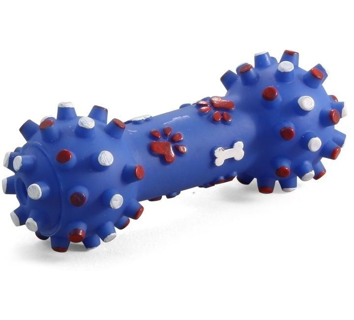 Rotaļlietu triola vinila hantele ar tapām suņiem (10,5 cm,)