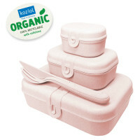 Yemek kutuları ve çatal bıçak takımı Pascal Organic, 3 parça, renk: pembe (set içindeki ürünler: 3)