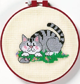  Dimensions embroidery kit art. DMS-72318 Cat and mouse d15 cm