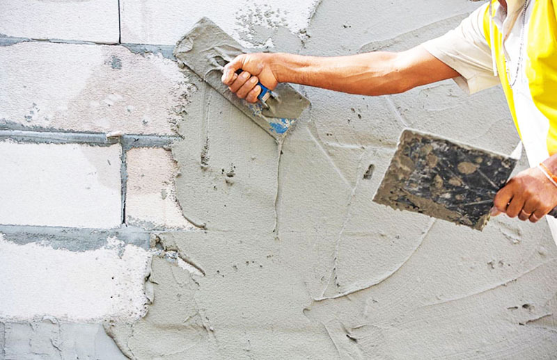 Verbruik van cement voor één blokje mortel voor dekvloer, metselwerk, pleisterwerk en fundering