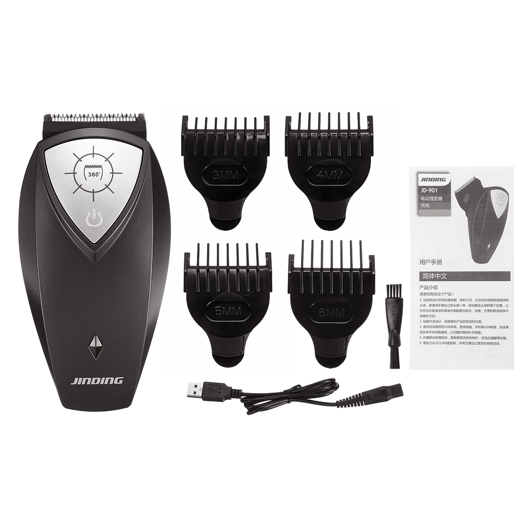 ° Máquina de cortar cabelo elétrica giratória USB recarregável aparador de cabelo sem fio barbeador de barba