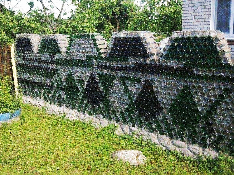 A fence made of scrap materials