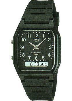 Japoński zegarek męski na rękę Casio AW-48H-1B. Kolekcja analogowo-cyfrowa