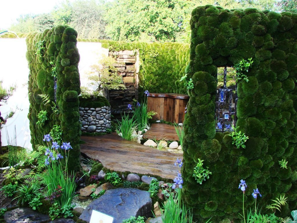 Vertical gardening with moss villa area