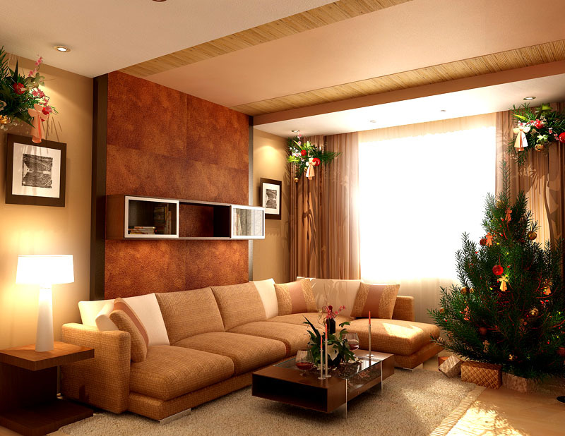 Dzīvojamā istaba siltās krāsās