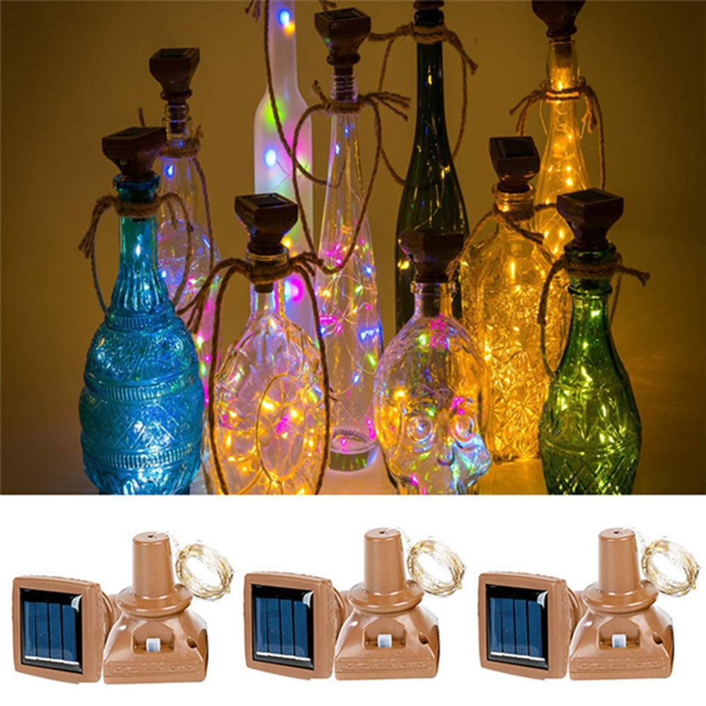 Outdoor 1M 10LED Vierkante Fles Kurk Koperdraad Magic Light Fairy Zonne-energie Kerstvakantie Party Lamp