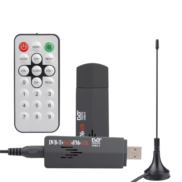 RoHS direktīva Mini digitālā USB 2.0 TV kaste ar FM + DAB uztvērēja DVB-T uztvērēja uztvērēju