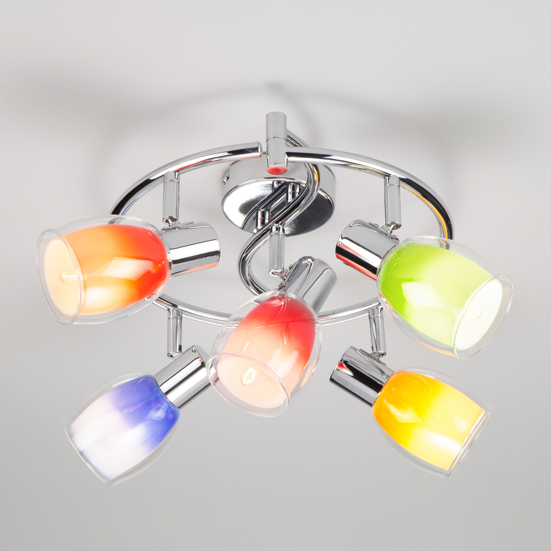 chandelier with colored shades