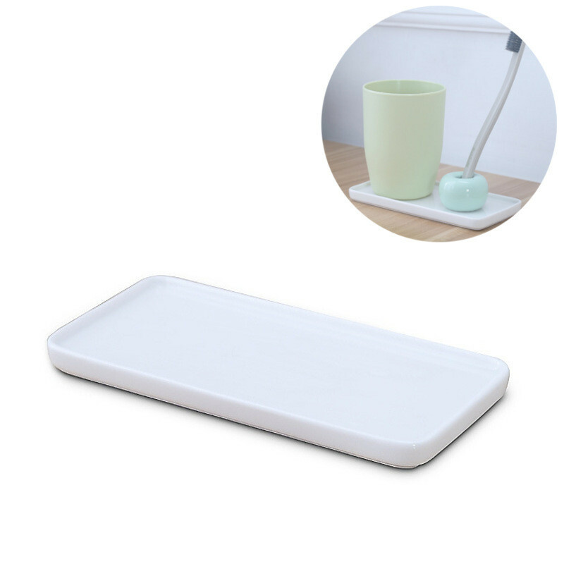 Kreatywna szczoteczka łazienkowa Podstawa ceramiczna Białe tace porcelanowe Stojak prostokątny Stojak na salon