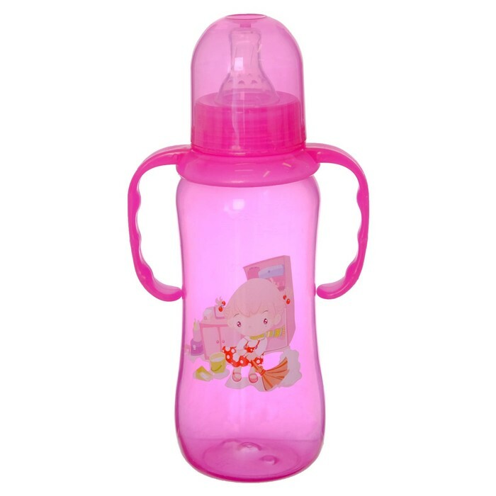Farbige Babyflasche mit Griffen, 300 ml, 0 mo, pink