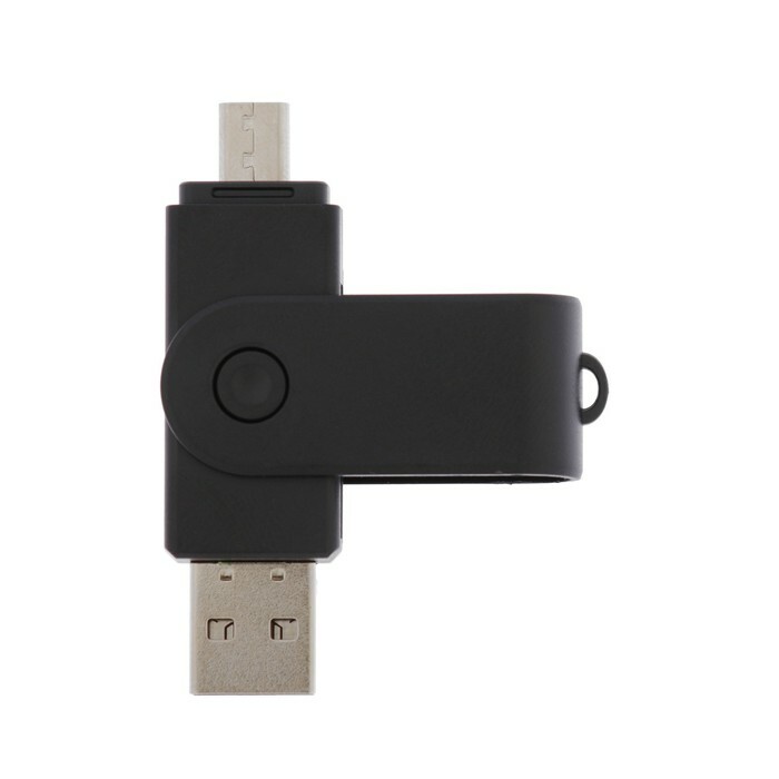 Czytnik kart, złącze microUSB i USB, gniazda SD microSD, czarny